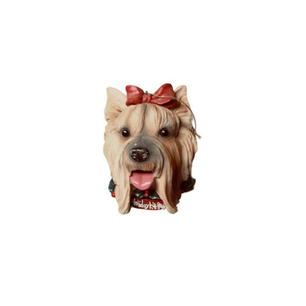 Yorkie dog head‎ Christmas ornament Holiday Kisses